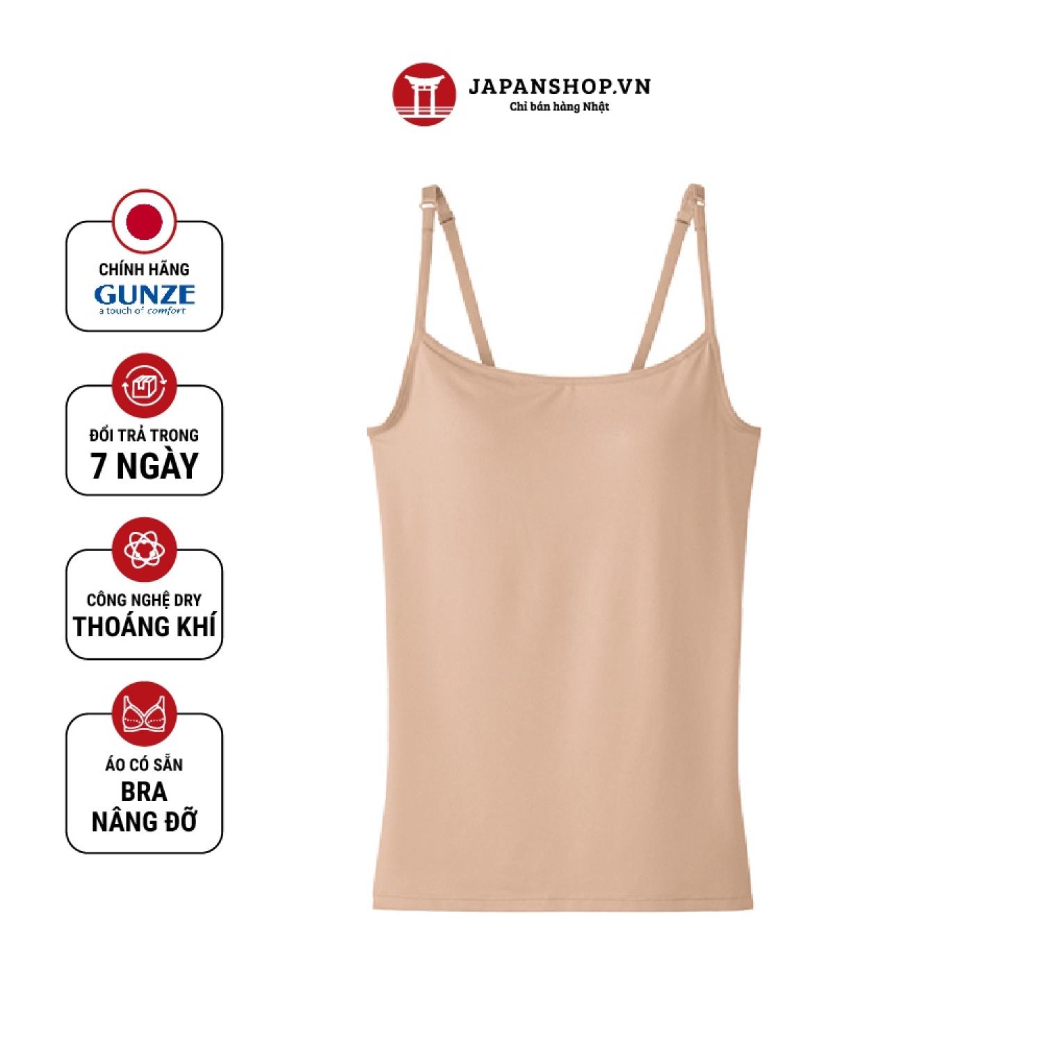 Áo Bratop hai dây Kitemiru Gunze MF6256 áo tập gym, yoga có sẵn bra Nhật Bản