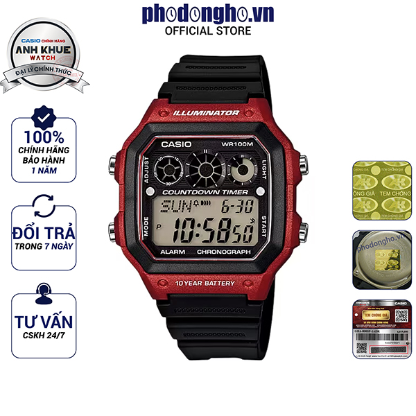 Đồng hồ nam dây nhựa casio anh khuê ae-1300wh-4avdf