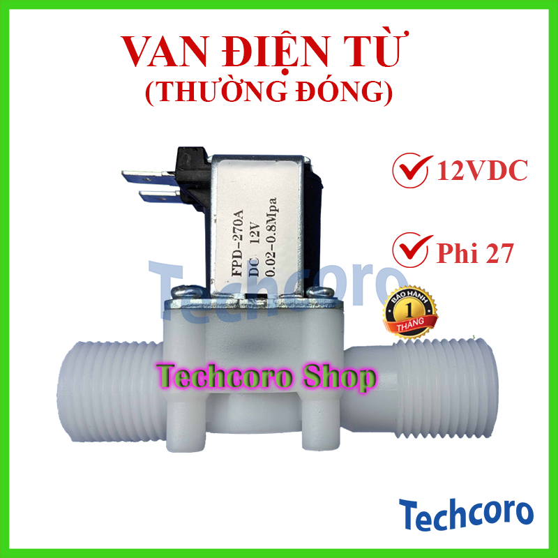 Van điện từ 12V phi 27, van nước điện tử chất lượng cao
