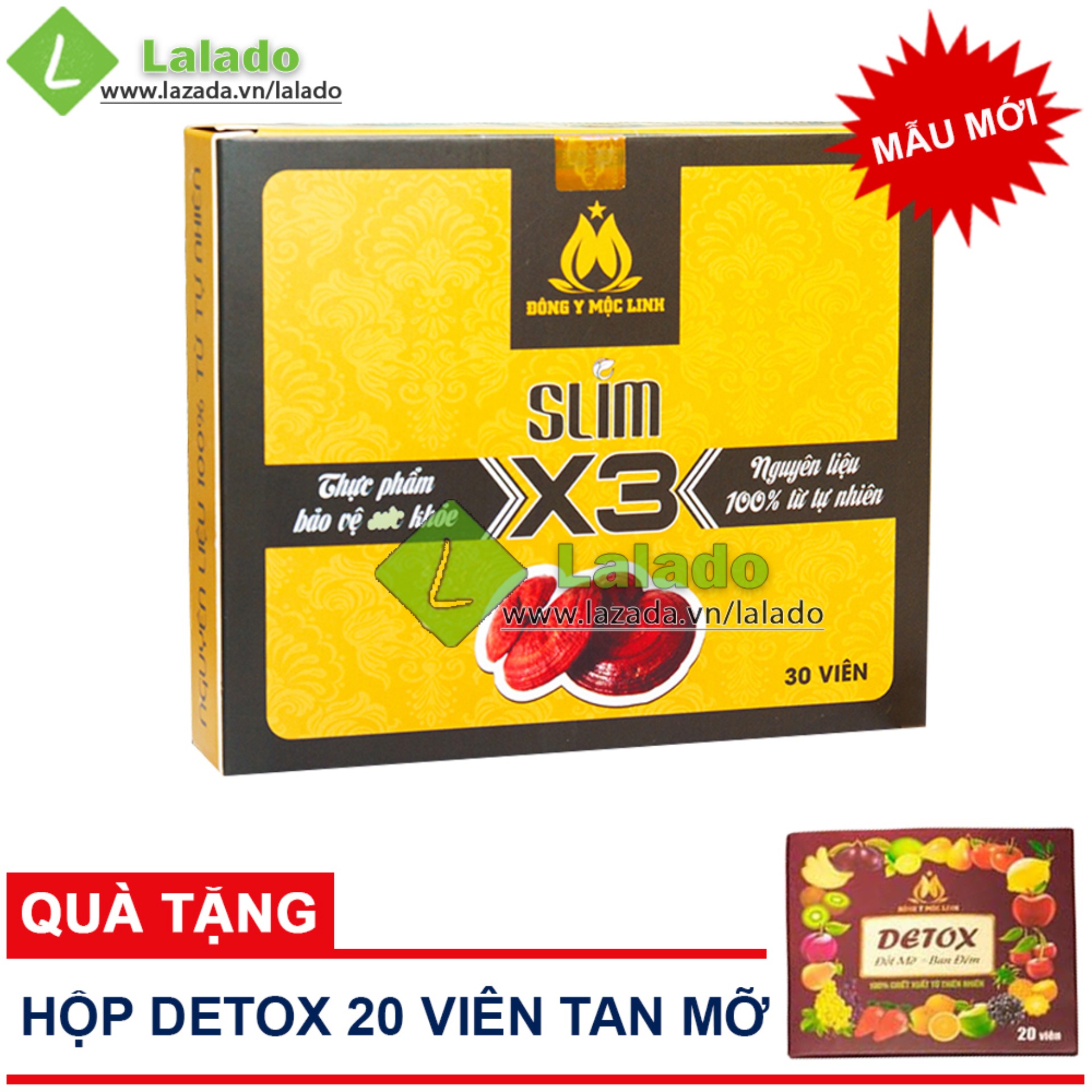 [HCM]Giảm cân x3 - Slim X3 mẫu mới tặng hộp Detox 20 viên