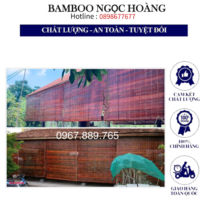 Rèm tre che nắng mưa ngang 1m x cao 1m2,1m5, 2m, 2m5