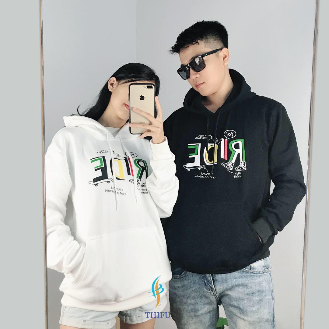 [HCM]ÁO HOODIE HAI MÀU ĐEN TRẮNG  RIDE   PHÁ CÁCH CHO CÁC BẠN NAM NỮ TP602