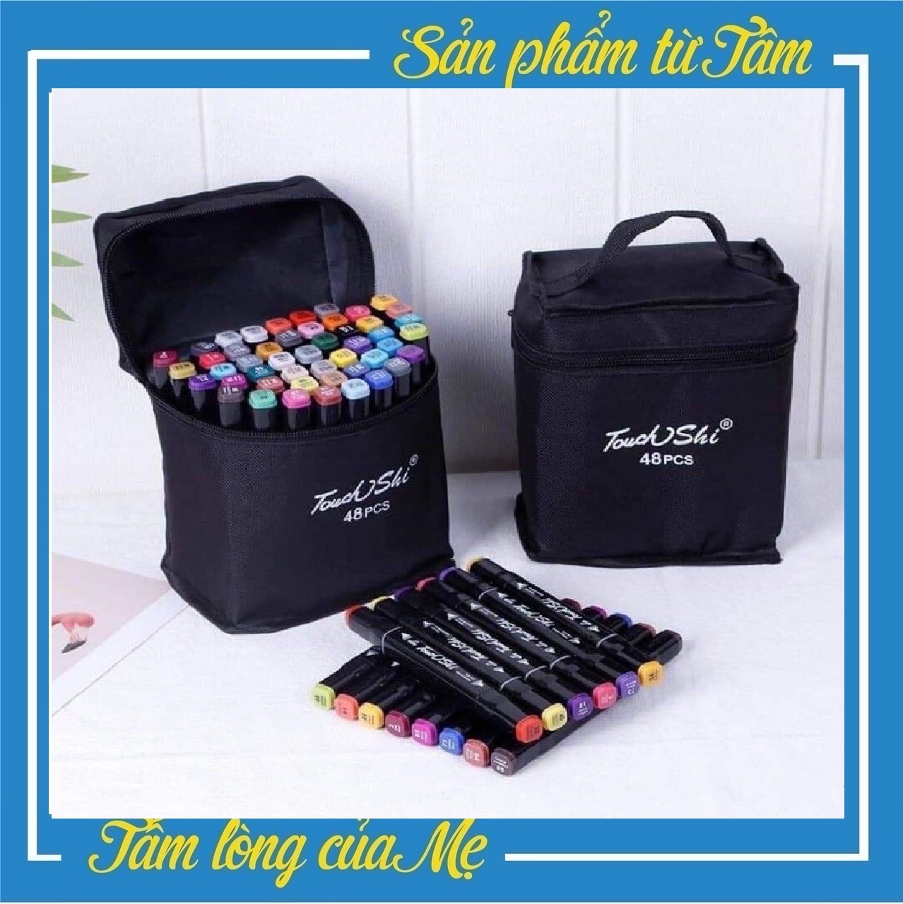Bút màu dạ marker 48 chi tiết chuyên nghiệp marker touch kèm túi vải cho bé
