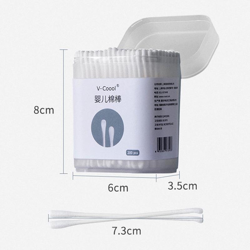 SIÊU KHUYẾN MẠI- Tăm bông cho bé Vkool hộp 200 que - Vệ sinh an toàn cho bé - Mua từ 4 hộp tặng vòng dâu tằm -MIMIBU