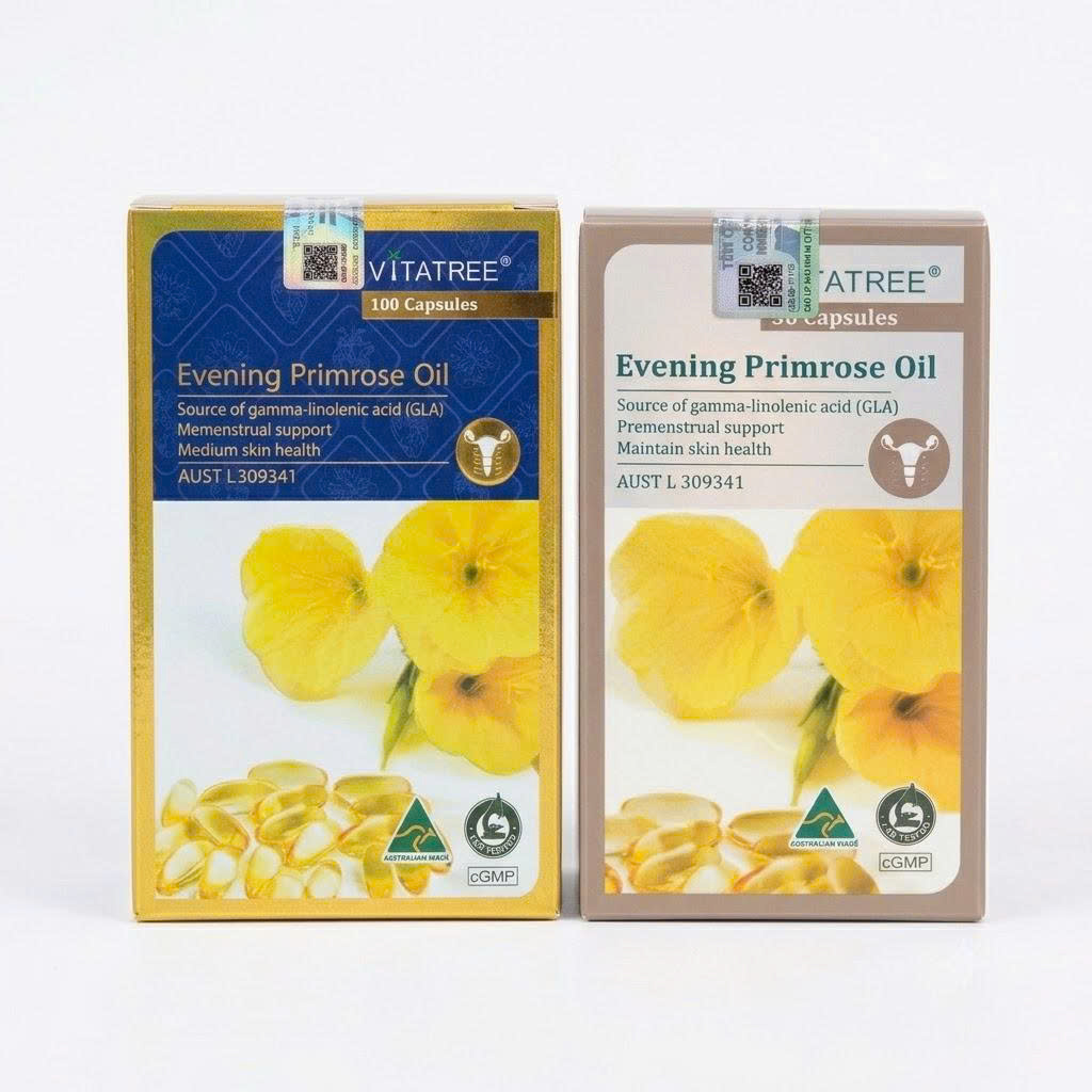 Vitatree Evening Primrose Oil 1000mg Nhập Khẩu Úc Hỗ Trợ Đẹp Da Cân Bằng Nội Tiết
