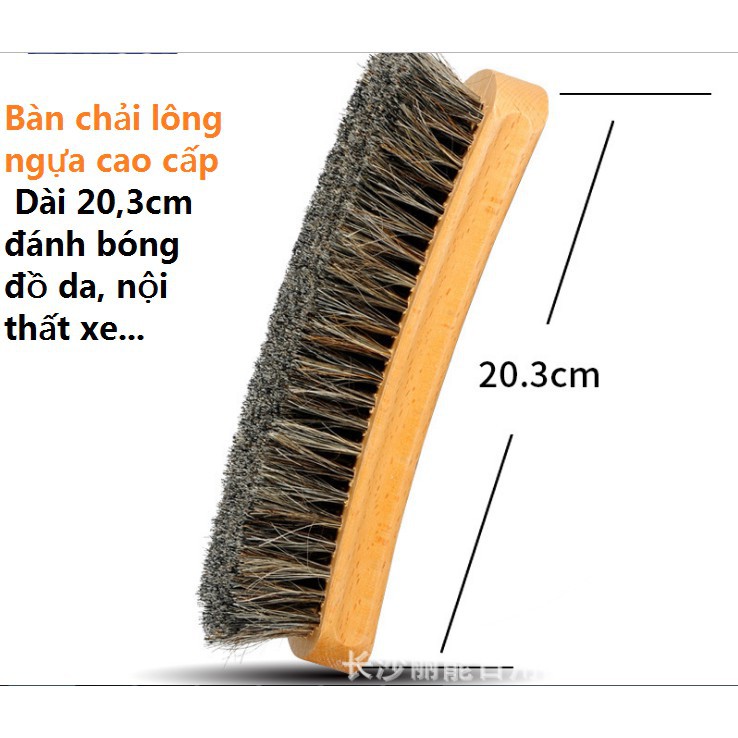 Combo XI Kiwi + Bàn chải lông ngựa đánh giày Horsehair cao cấp.Đánh sạch và sáng bóng giày