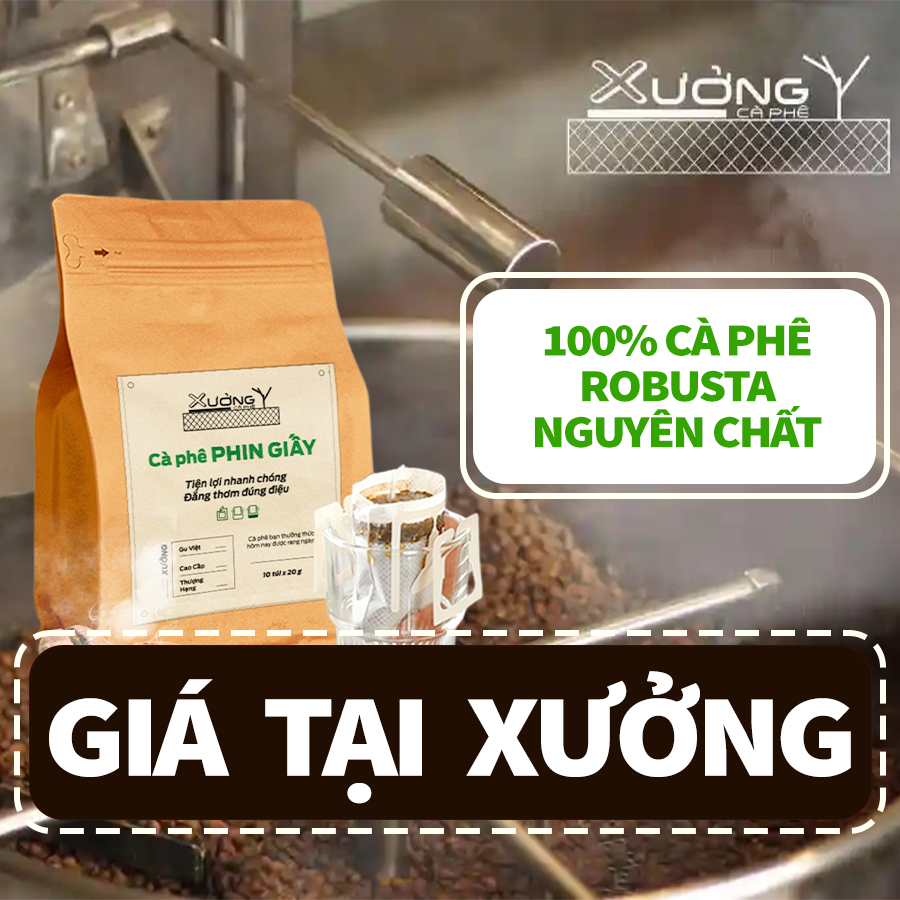 Cafe Phin Giấy tiện lợi 100% Cà Phê Robusta nguyên chất - Xưởng Gu Việt