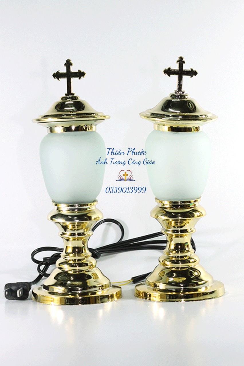 Đèn Công Giáo - Đèn điện xi màu đồng 18cm
