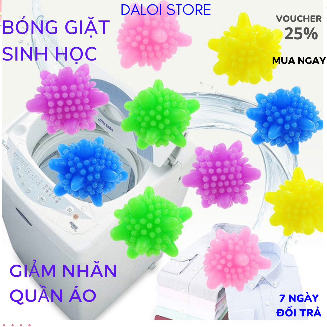 2 Quả Bóng giặt quần áo cầu gai sinh học tẩy sạch đồ quần áo Thả Máy Giặt Hỗ Trợ Giảm Nhăn làm phẳng chống nhăn BG1 DALOI