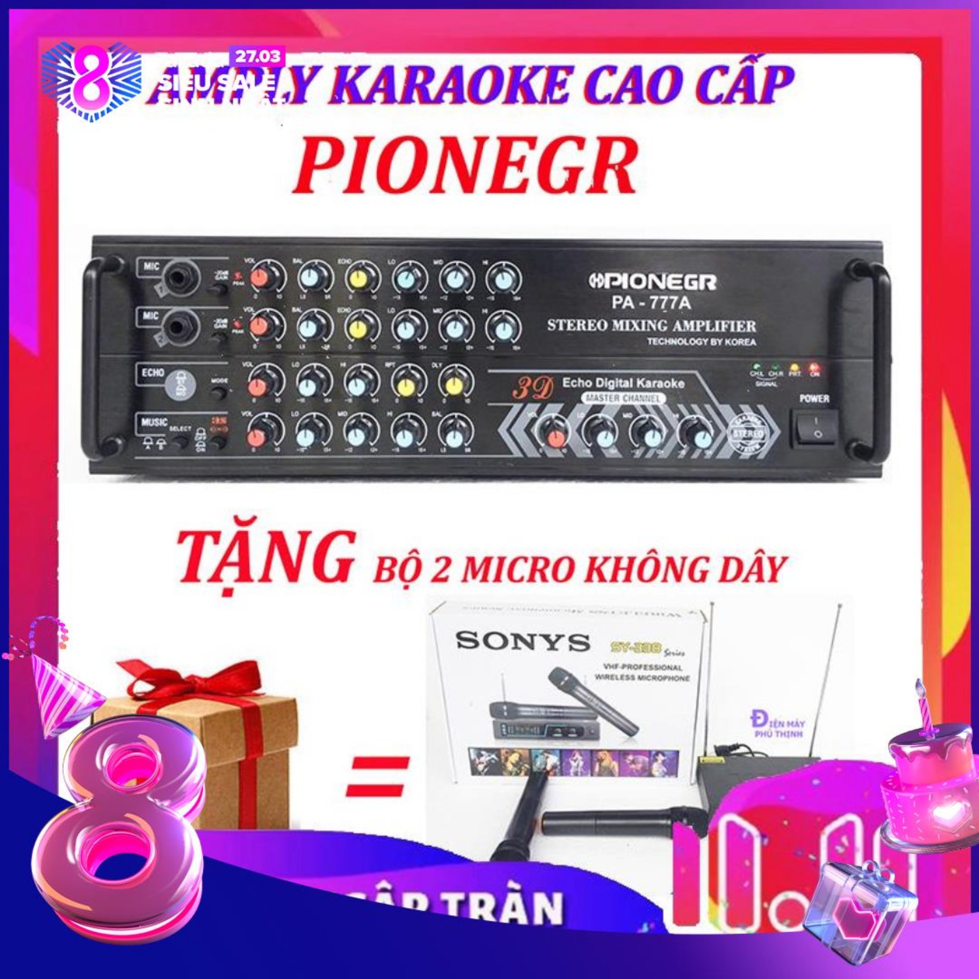 Ampli karaoke Amply karaoke nghe nhạc gia đình PIONEGR 777A karaoke cực