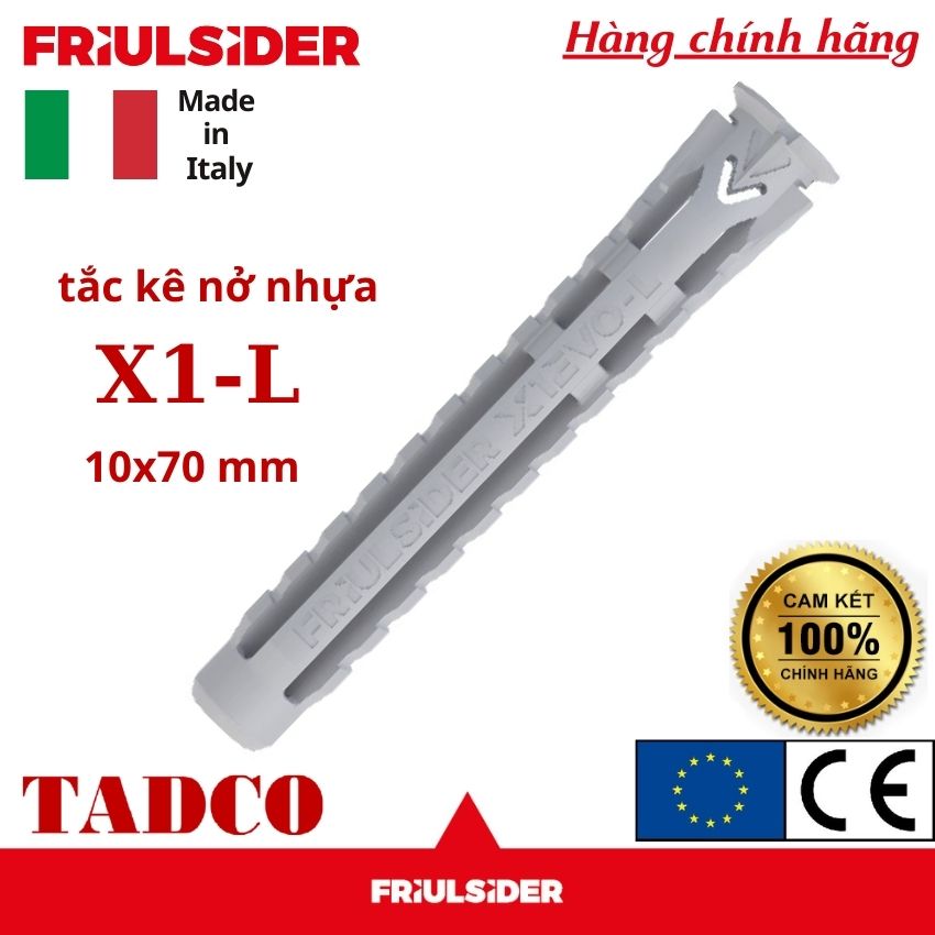 [Video] Tắc kê nở nhựa Ý cao cấp  X1-L 10x70mm Friulsider chịu tải cao, dùng cho tất cả loại tường nền ( 10 cái )