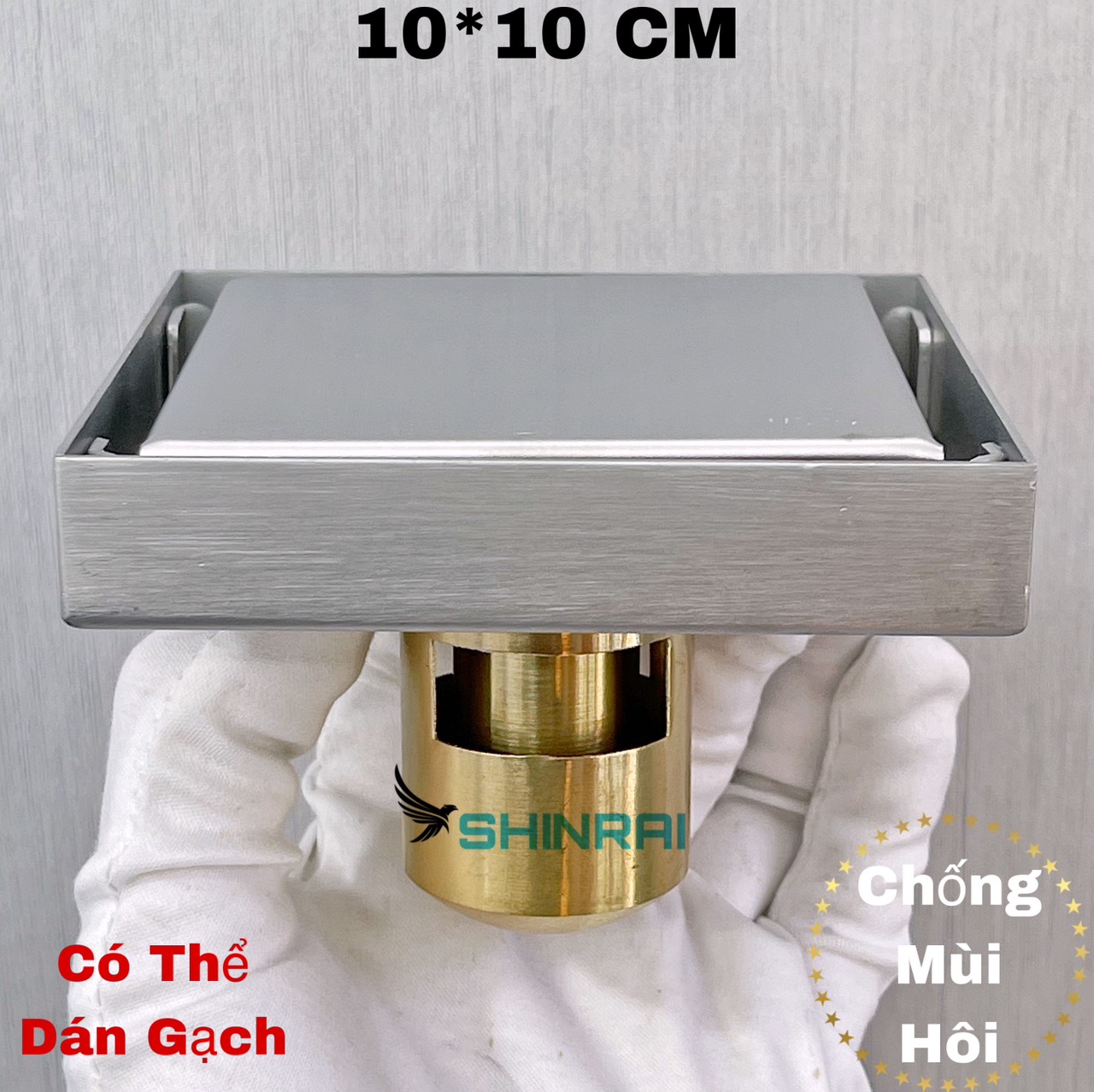 (15*15 - Sus304 Stainless Steel Solid Panel Neo-Classical) Floor Drain Funnel, Bathroom Drainage Station Anti-Odor, Anti-Insect - 1