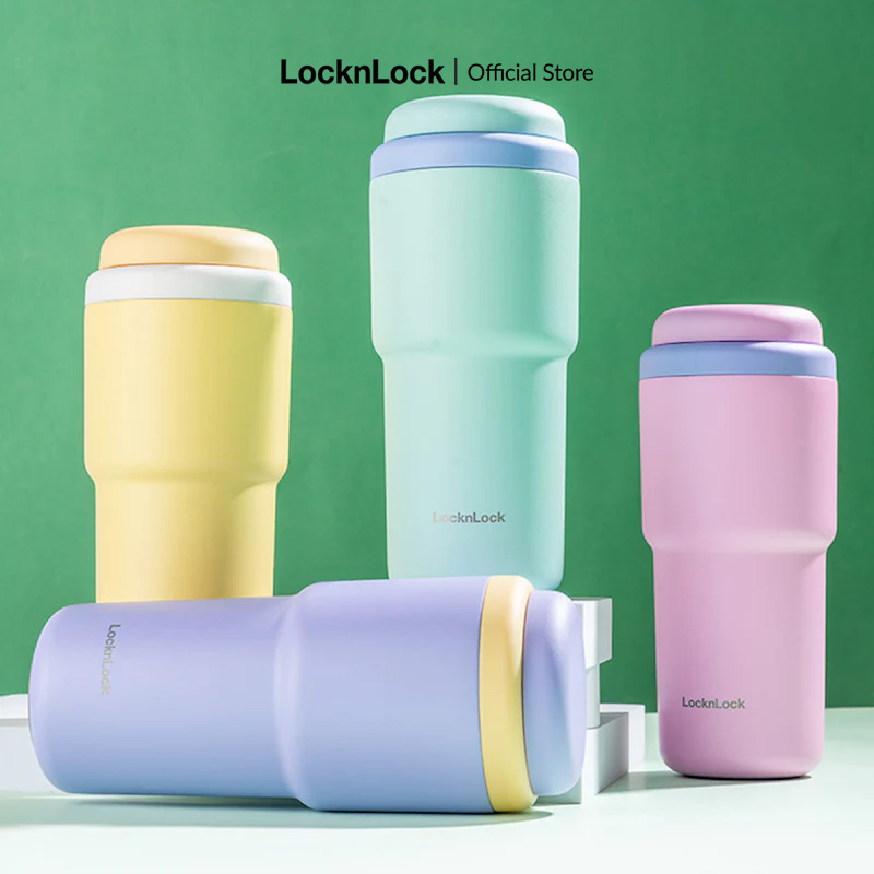 Bình giữ nhiệt LockLock Daily Macaron LHC3292 - 480ml - Thép không gỉ, nắp bật 1 chạm, 4 màu, giữ nhiệt đến 12h