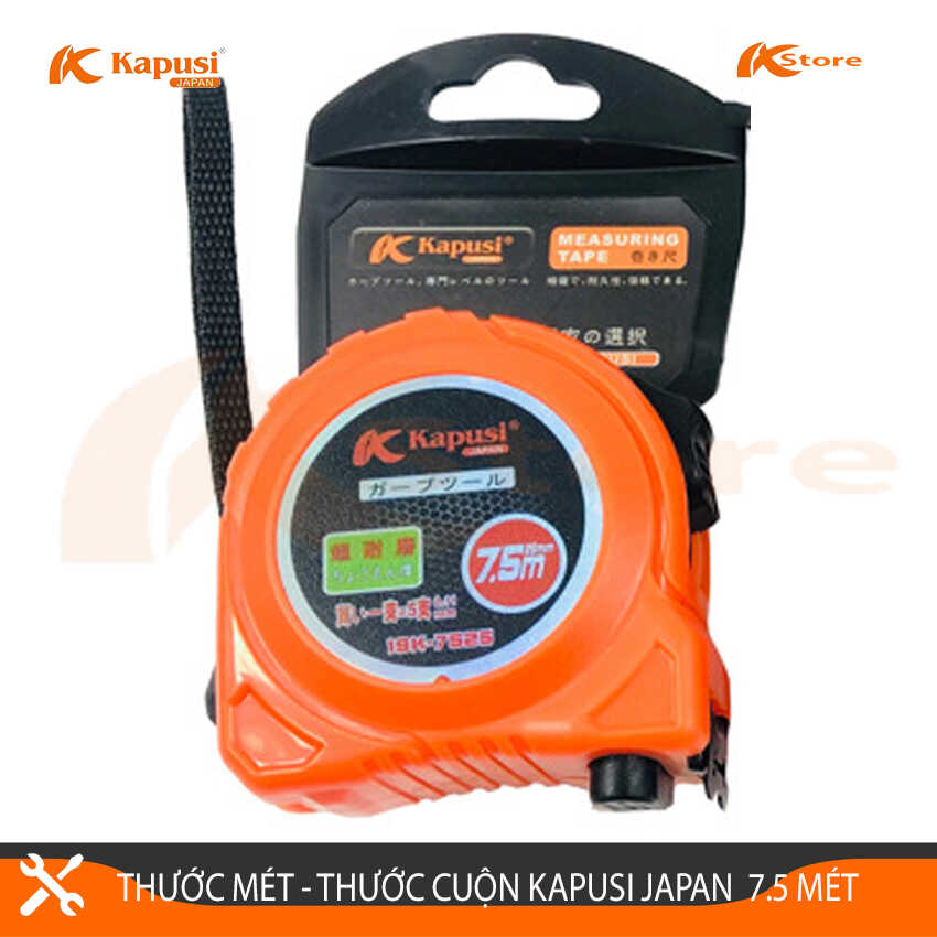 THƯỚC MÉT - THƯỚC CUỘN KAPUSI JAPAN KÍCH THƯỚC 7.5 MÉT, ĐỘ BỀN CAO AN TOÀN KHI SỬ DỤNG, HÀNG CHÍNH HÃNG BẢO HÀNH 24 THÁNG