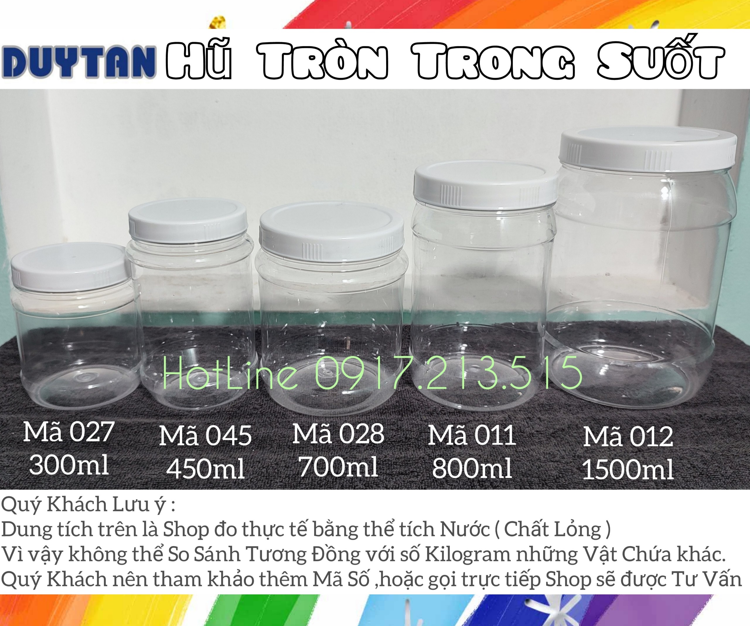 Combo 12 hủ nhựa tròn trong suốt 300/450/700/800ml , nhựa duy tân-027/028/011/045