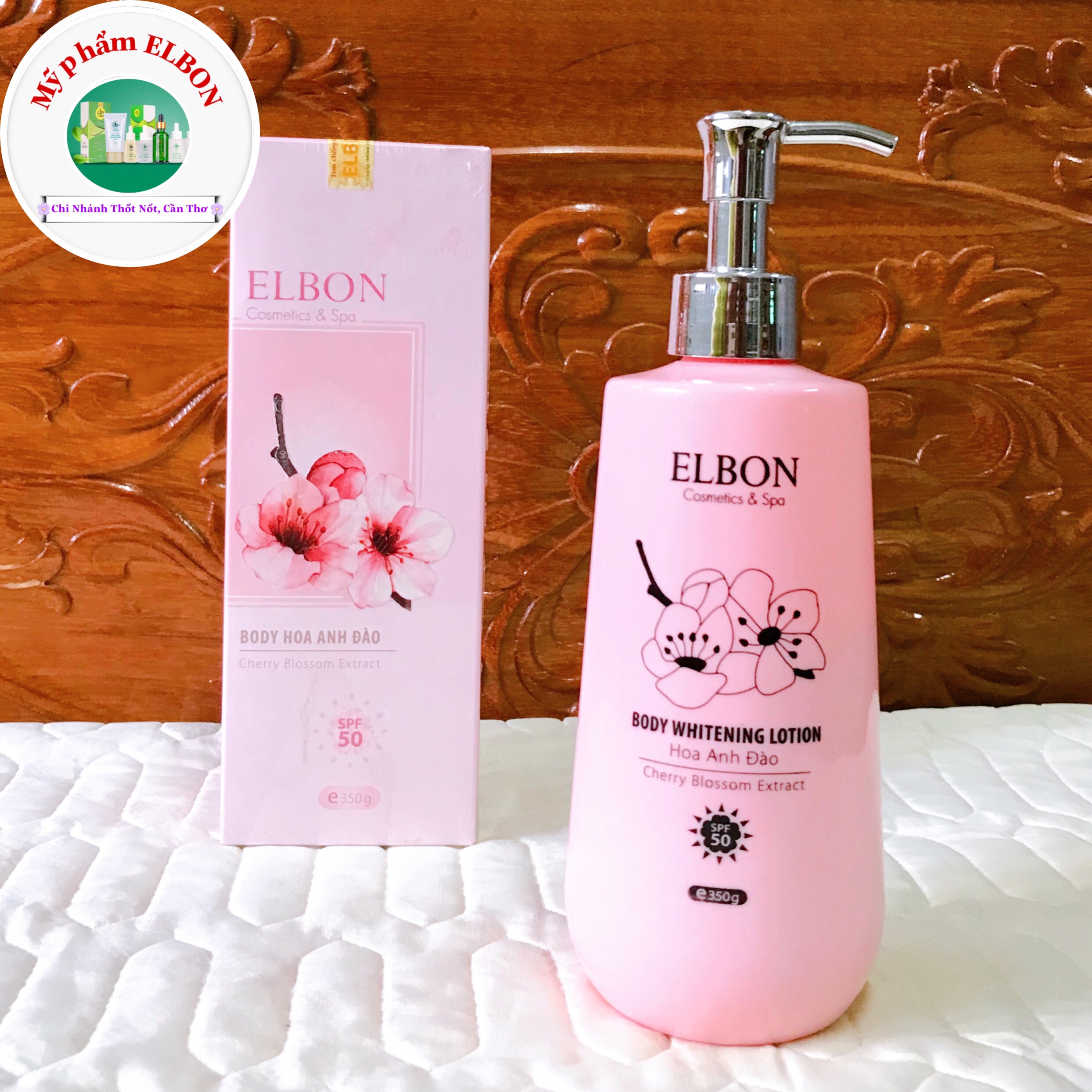 Kem dưỡng trắng da toàn thân - body whitening hoa anh đào elbon - dưỡng trắng, dưỡng ẩm, bảo vệ da với spf 50+++