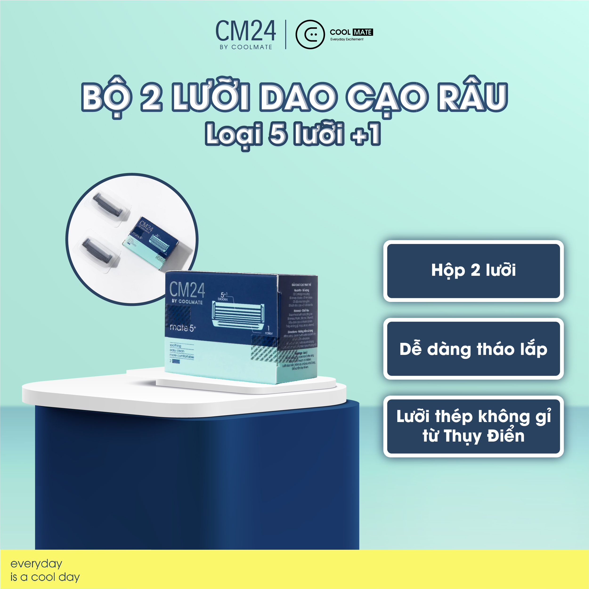 Bộ 2 lưỡi dao cạo râu loại 5 lưỡi +1 - thương hiệu cm24