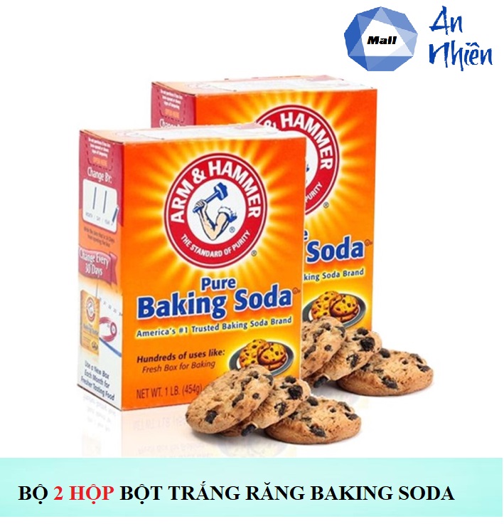 Bộ 2 hộp bột trắng răng baking soda arm hammer 454 gam