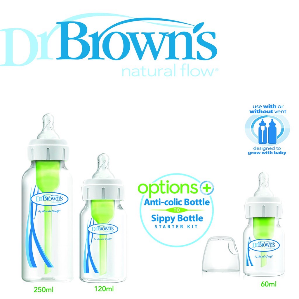 Bình sữa Dr Brown Options cổ hẹp 60ml, 120ml, 250ml