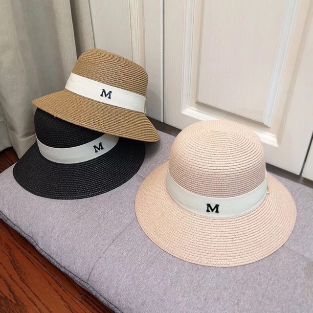 Nón cói chữ m đai trắng vành cụp