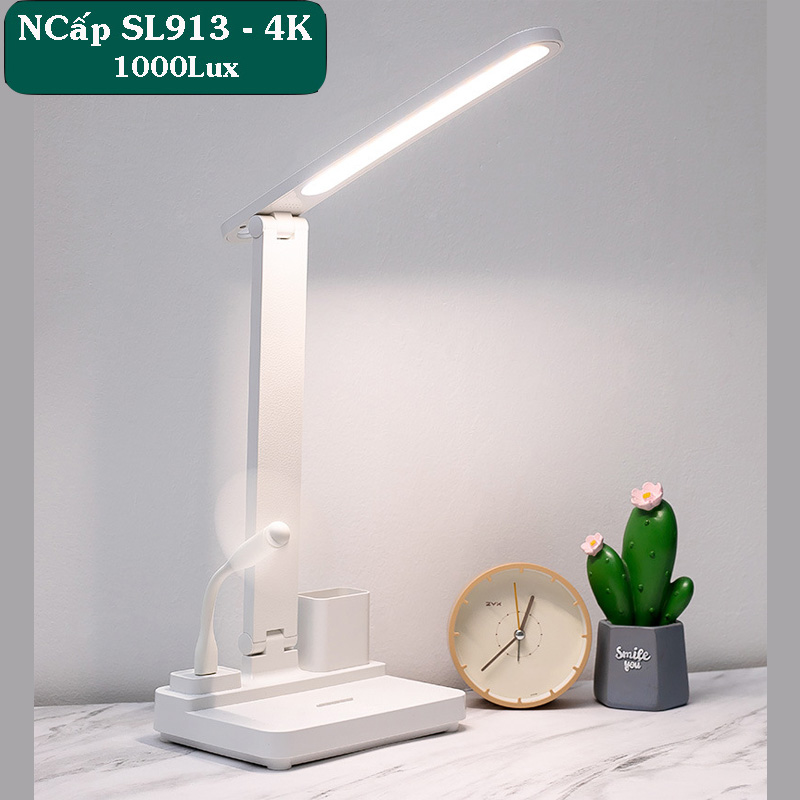Đèn bàn học chống cận sạc pin tích điện SL-913 với 3 chế độ ánh sáng trắng, vàng và trắng ấm dung lượng pin 4000mAh