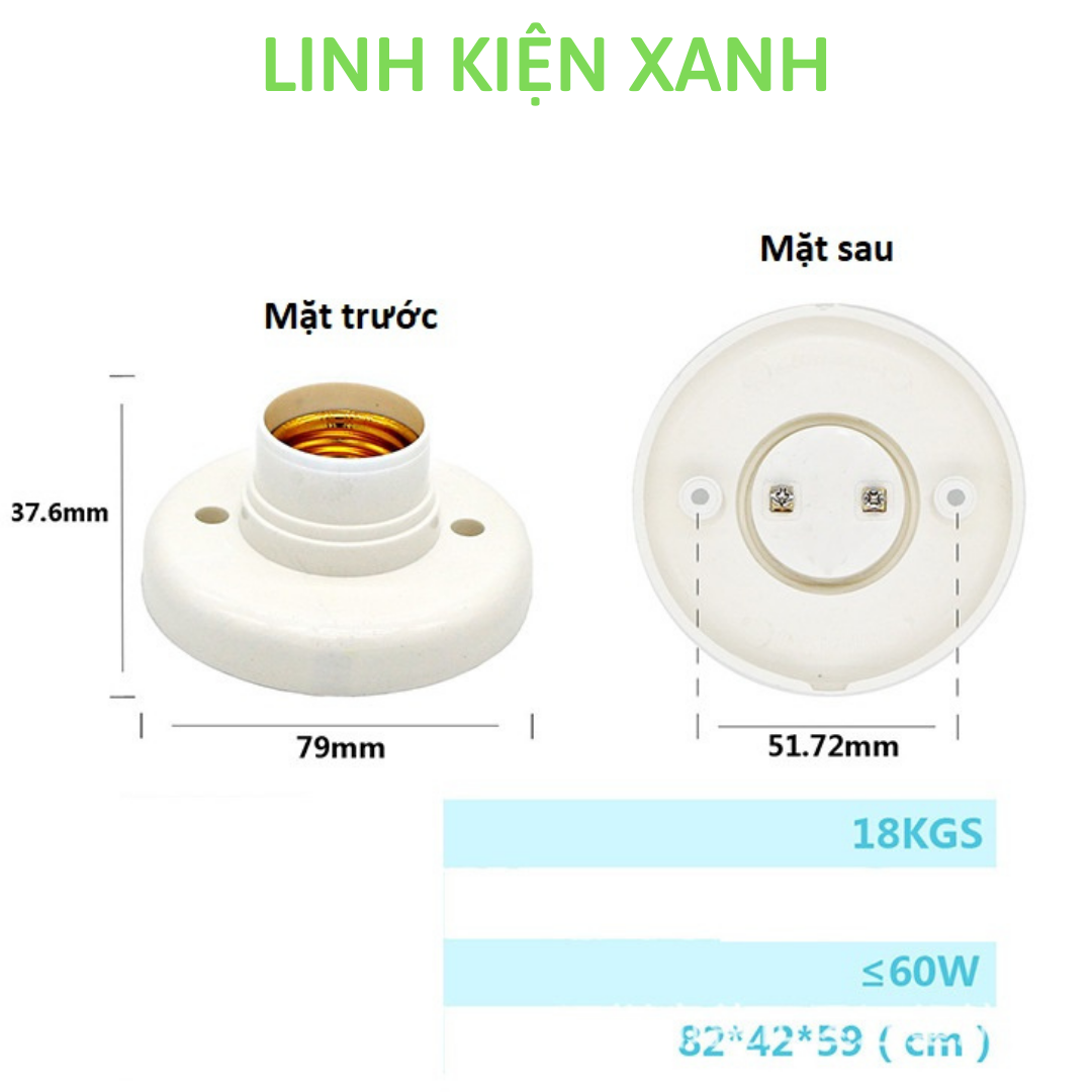 Đui đèn gắn ốp trần tường vuông thẳng 90