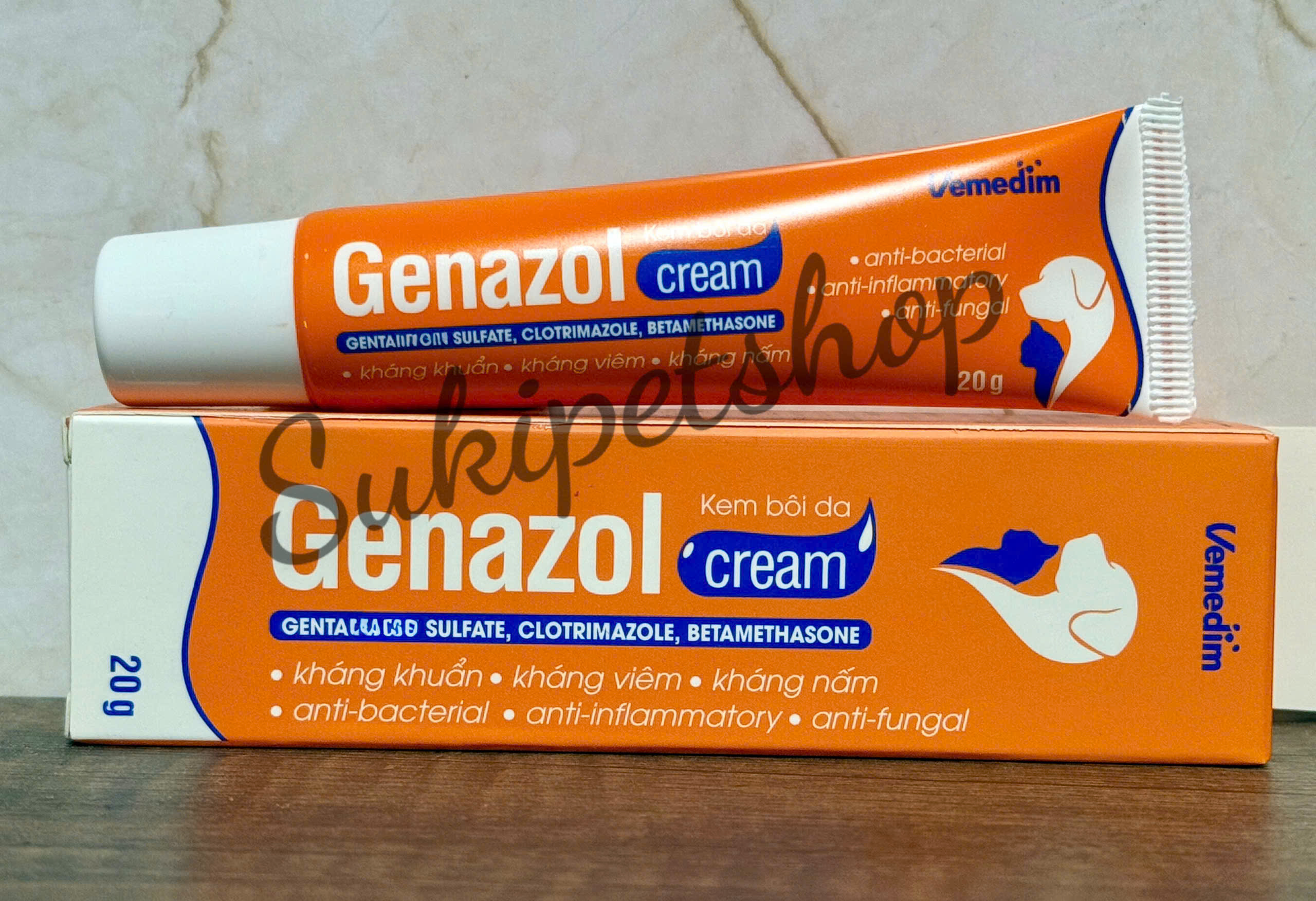 GENAZOL CREAM -  20g  - KEM BÔI HỖ TRỢ GIẢM NẤM DA, VIÊM DA CHO CHÓ MÈO - HÀNG CHÍNH HÃNG VEMEDIM