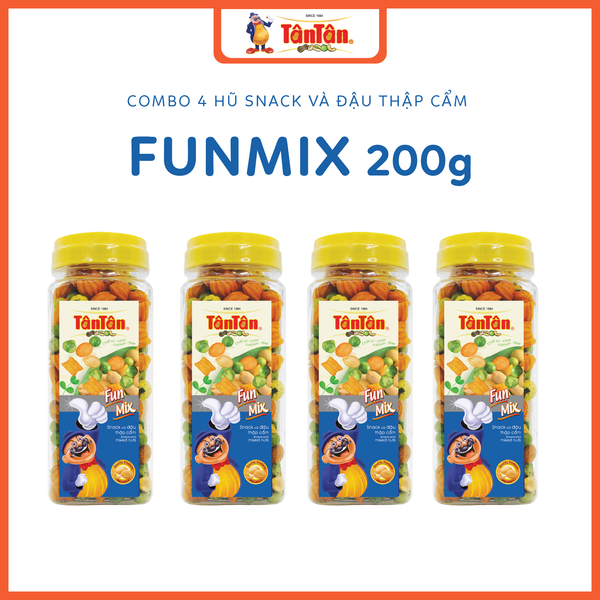 Combo 4 hũ Snack và Đậu thập cẩm Tân Tân 200g