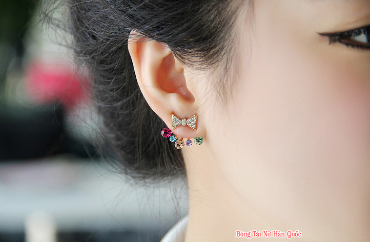 [HCM]Bông tai nữ hình nơ bảy sắc cá tính dễ thương phong cách Nhật Hàn - [Bông Tai Nữ Hàn Quốc]