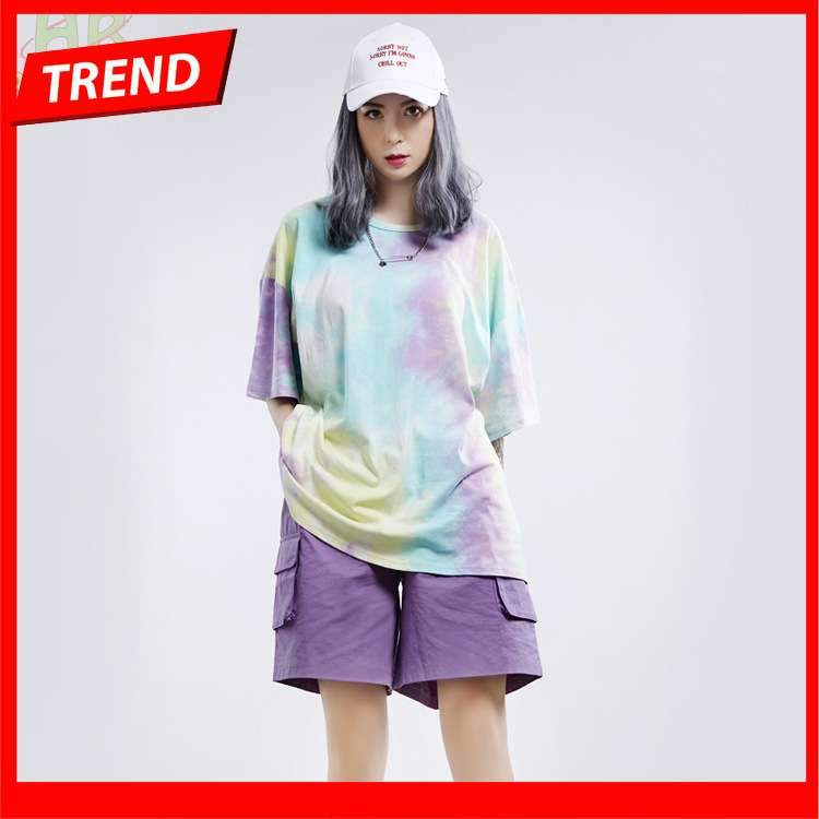 Áo Thun Nữ Nam Unisex Loang Màu 3D Tay Lỡ Phong Cách Âu Mỹ Form Rộng Tay Lỡ Trơn