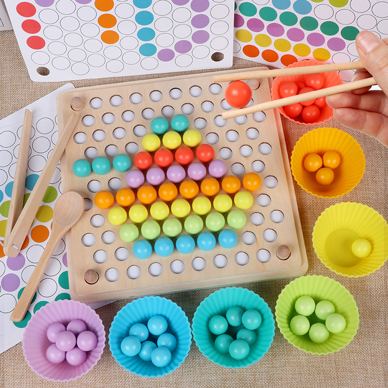Đồ chơi gỗ thông minh Montessori gắp hạt kèm bát kích thích sáng tạo, đồ chơi phát triển trí tuệ ETOYS