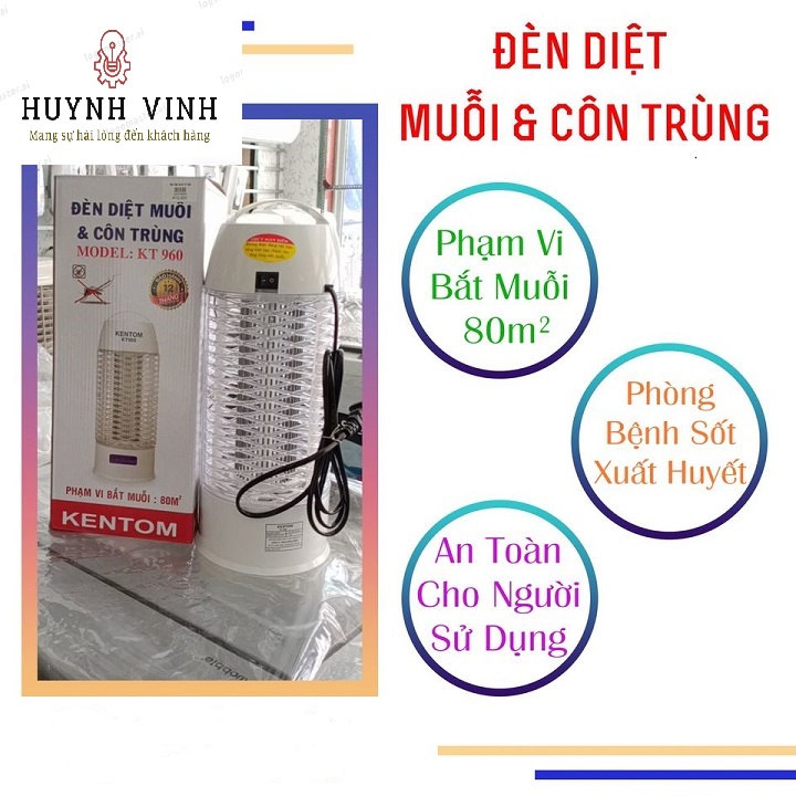 ĐÈN BẮT MUỖI CAO CẤP KENTOM - KT960  PHẠM VI BẮT MUỖI 80m2