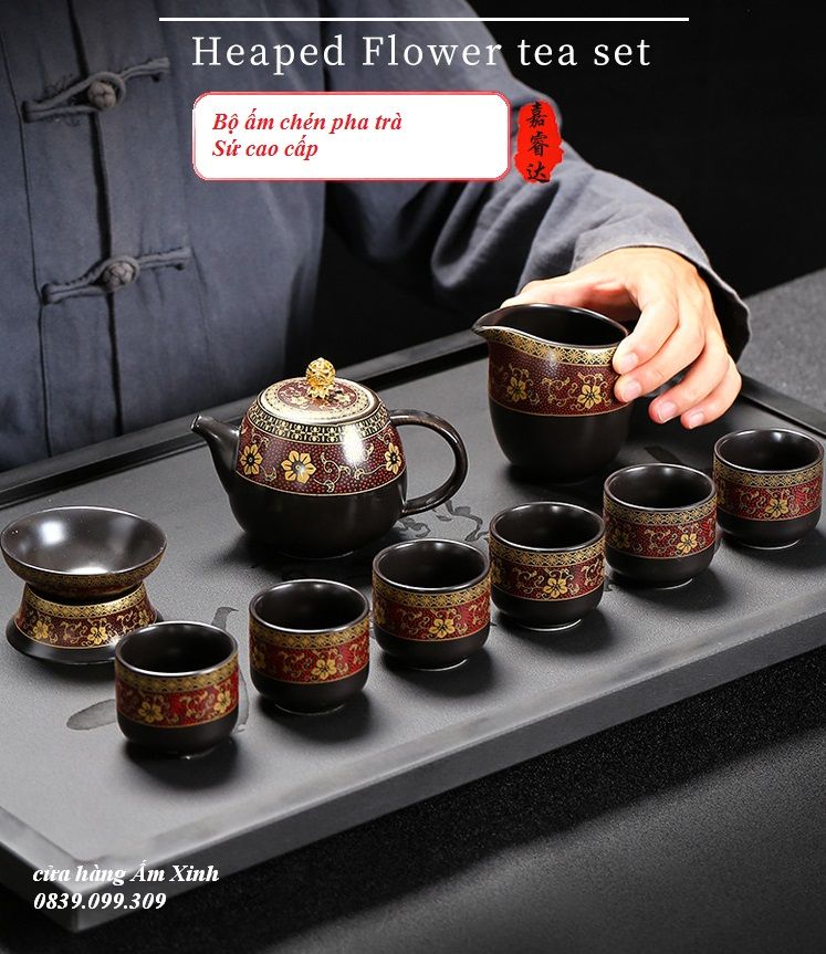 Bộ ấm chén sứ pha trà đạo