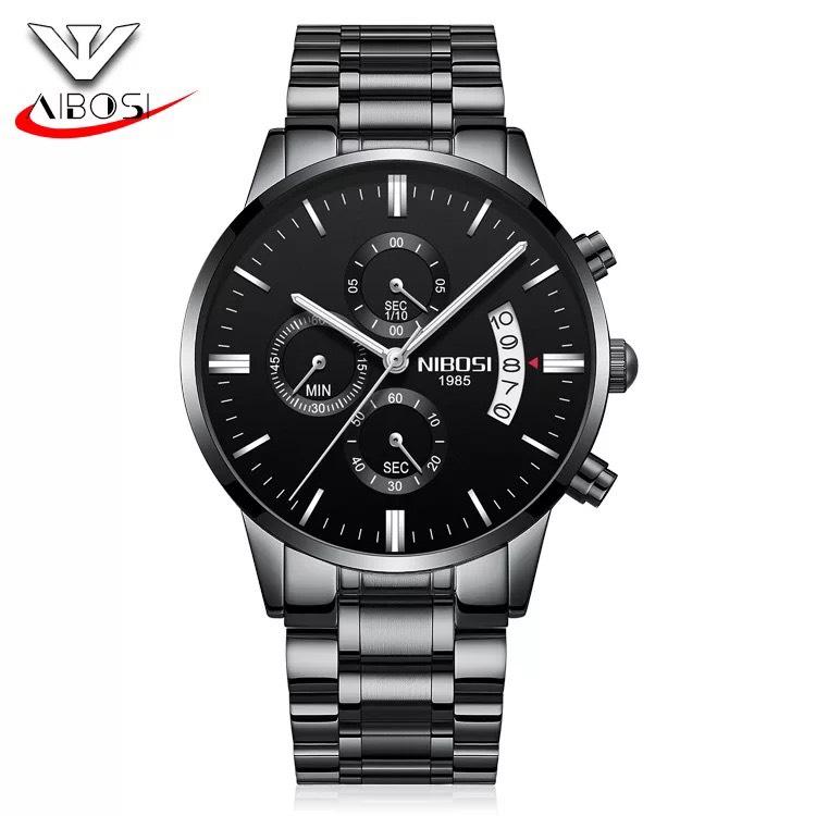 [HCM]Đồng hồ Nam NIBOSI cao cấp hàng fullbox dây đúc thép không gỉ tặng pin dự phòng và cây tháo mắc (Ni2309 máy chạy full kim)