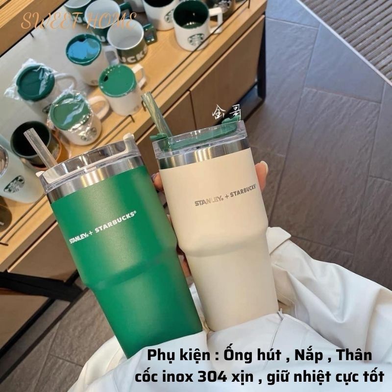 Ly s.tar.bucks inox cao cấp giữ nhiệt 600ml pha coffe sweethome