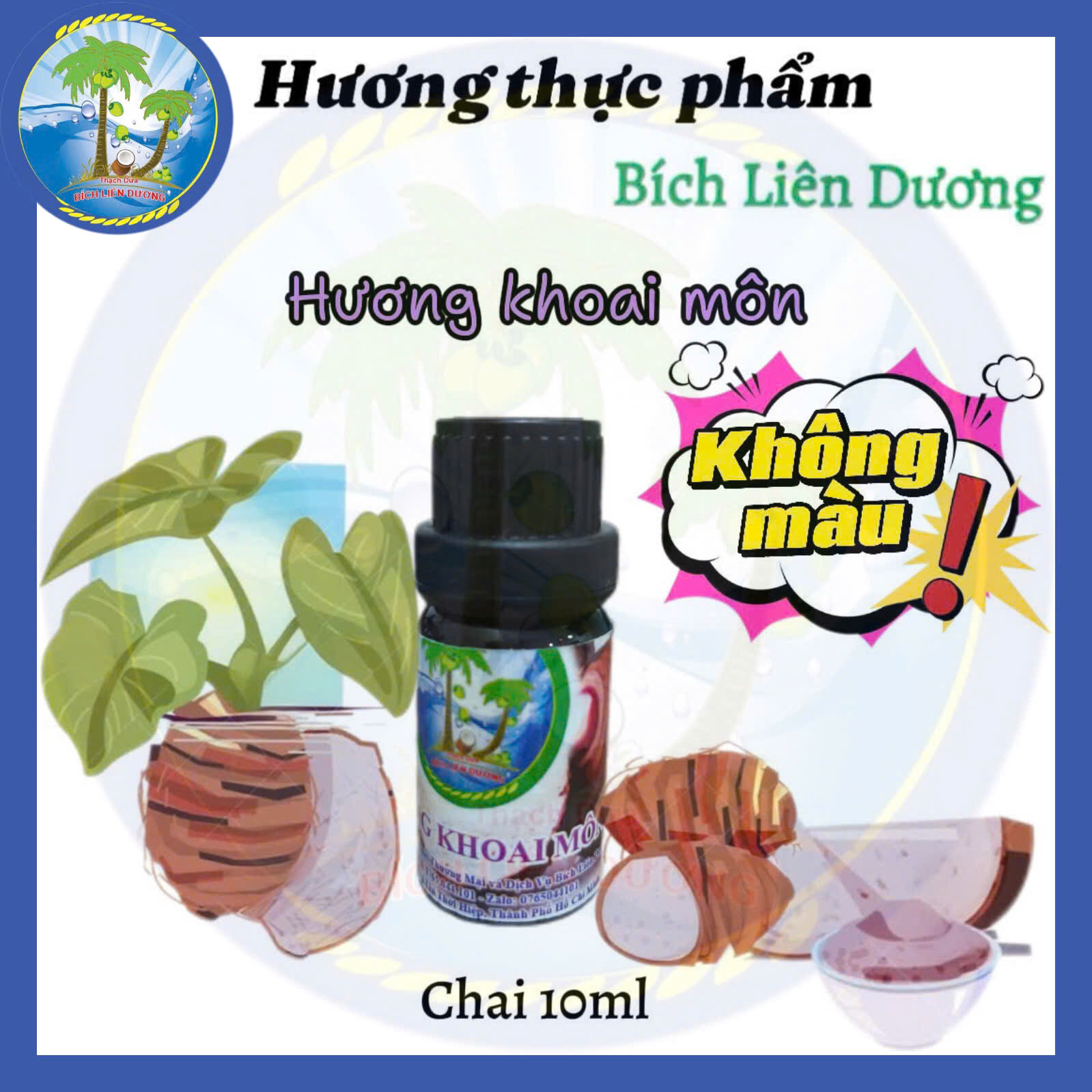 [1 chai 10ml] Hương thực phẩm Bích Liên Dương_Hương khoai môn KHÔNG MÀU