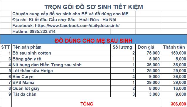 Combo đồ me sau sinh cho mom dương dương
