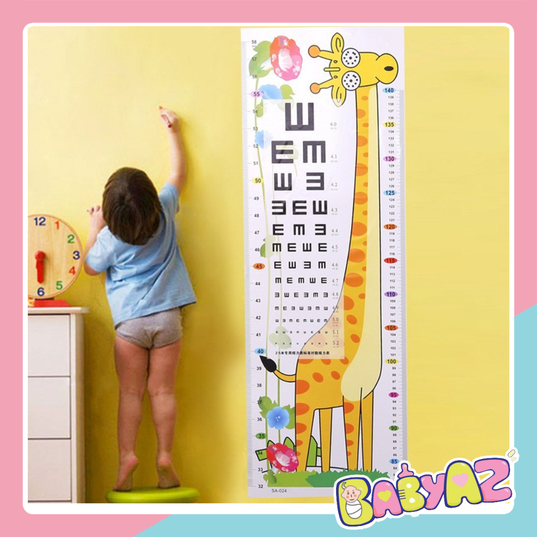 Thước đo chiều cao đo thị lực cho bé, decal dán tường đo chiều cao hình con vật đáng yêu BabyAZ.