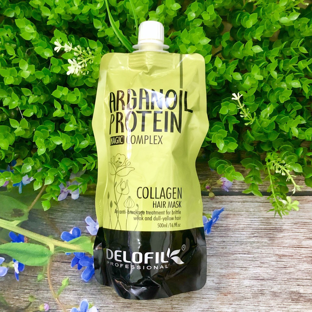 Dầu hấp ủ tóc siêu mượt Delofil Collagen Argan Protein mask 500ml