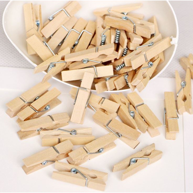 Bộ 10 cái kẹp gỗ handmade clip 3,5 cm ảnh treo tường