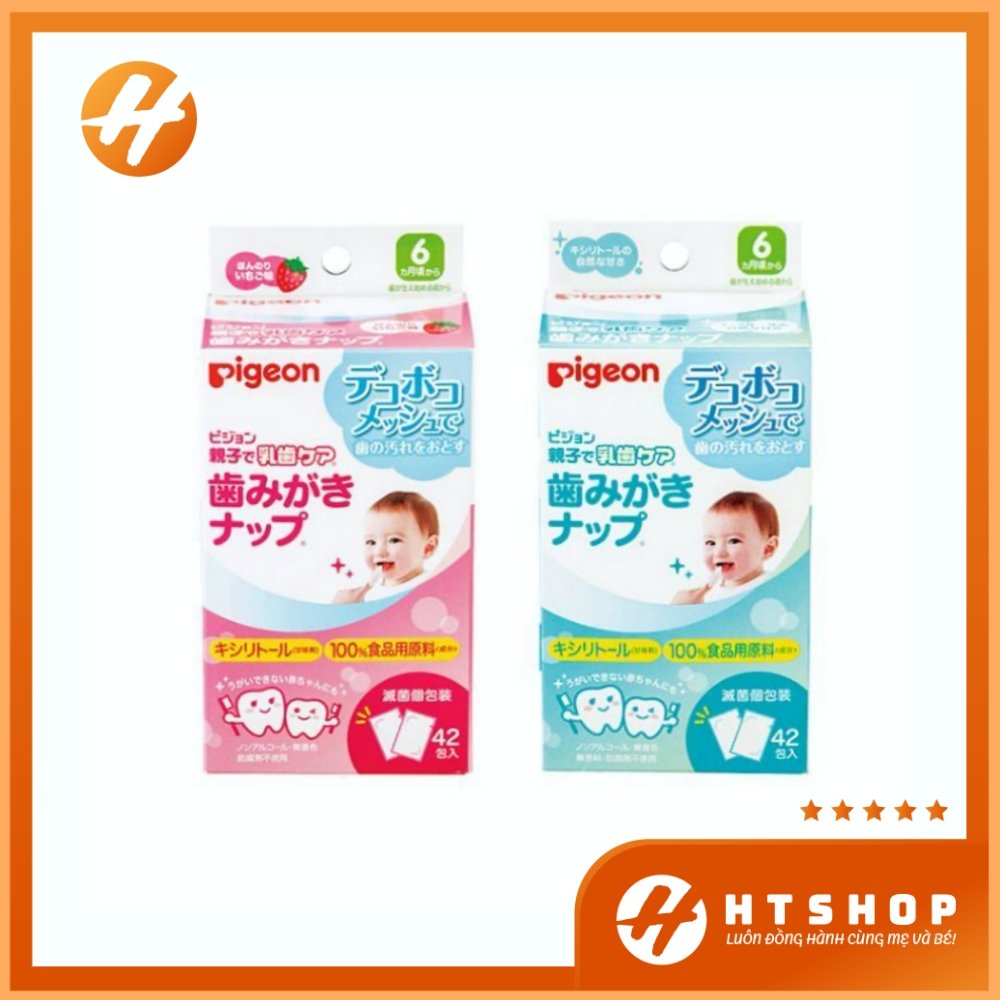 Giấy Lau Răng Miệng Pigeon Nhật Bản Cho Bé Từ Sơ Sinh Hộp 42 Miếng