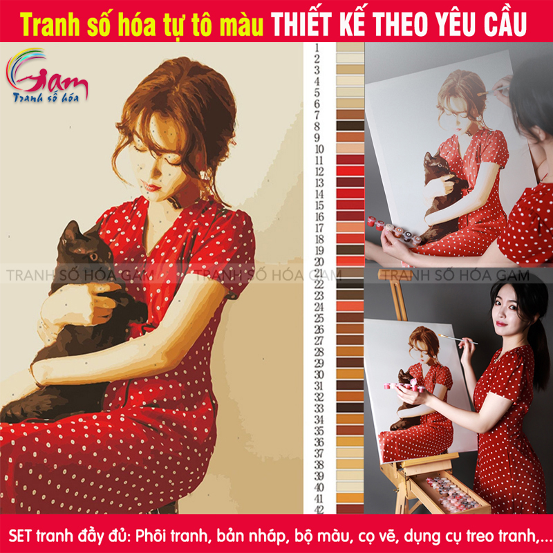 [Inbox shop trước đặt] Tranh tô màu theo số thiết kế theo yêu cầu từ hình ảnh cá nhân Gam