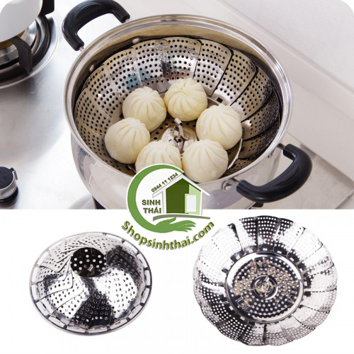 Xửng hấp cách thủy - vỉ hấp đồ xôi - vỉ hấp thức ăn inox sáng bóng