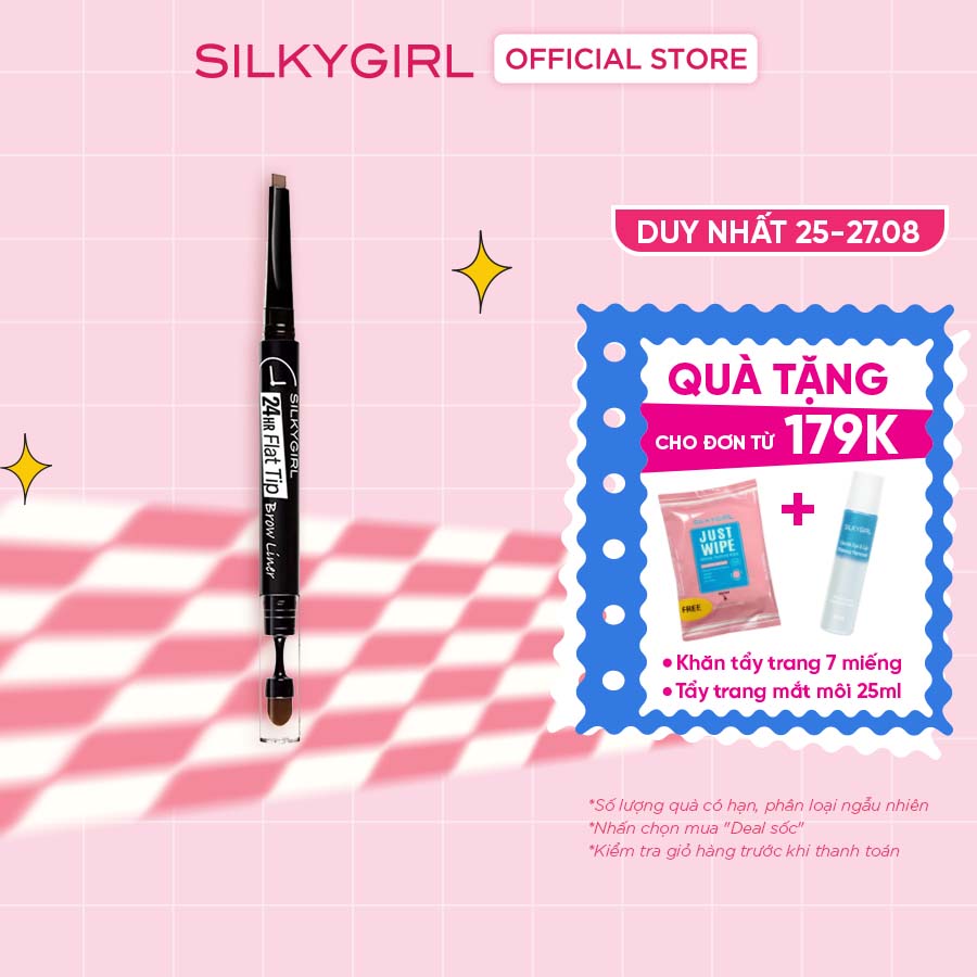 Chì mày hai đầu lâu trôi silkygirl 24hr flat tip brow liner 0.15g
