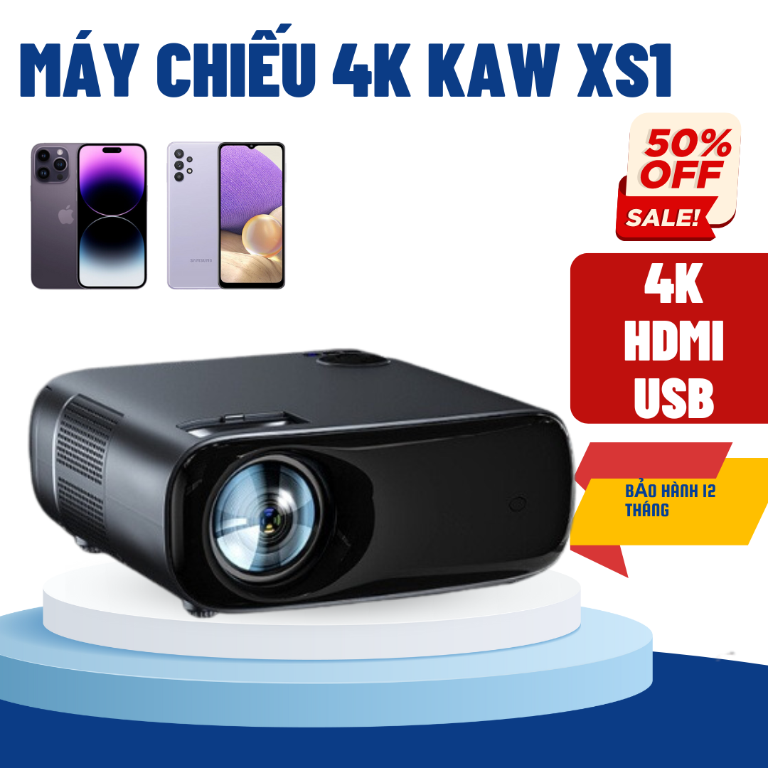 Máy Chiếu 4K Android KAW XS1 Chiếu Siêu Nét Xem Phim Giải Trí Dạy Học Văn Phòng Đa Năng Bảo hành 1 đổi 1