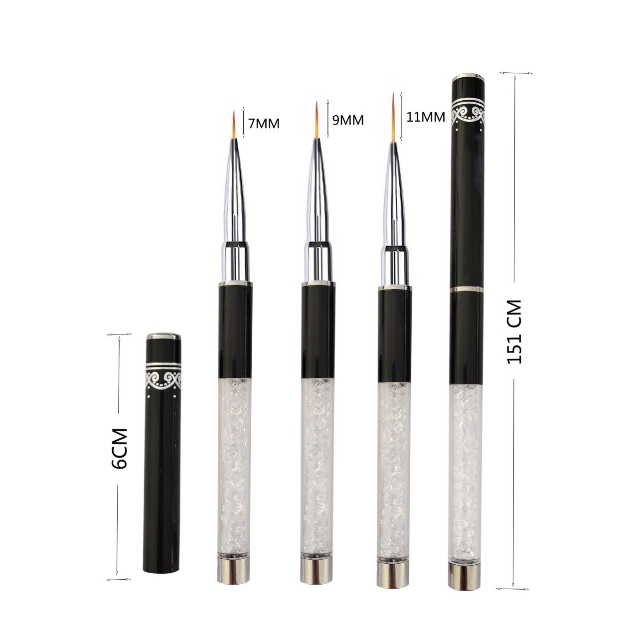 Cọ nét cán đá cao cấp 3 sizes - Cọ vẽ nail chuyên dụng