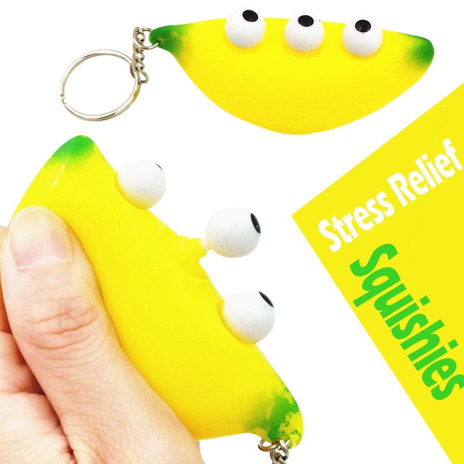 Móc khoá squishy quả chuối bóp ra mặt cười ngộ nghĩnh