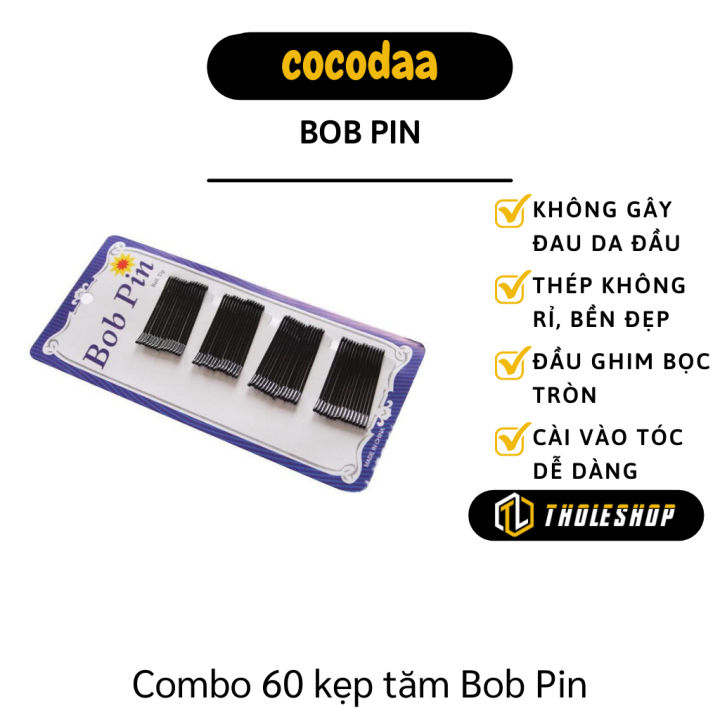 Kẹp tăm - Set 60 kẹp tăm màu đen thép không gỉ - Vỉ kẹp tóc mini màu đen - Bộ kẹp tăm cho các bạn nữ