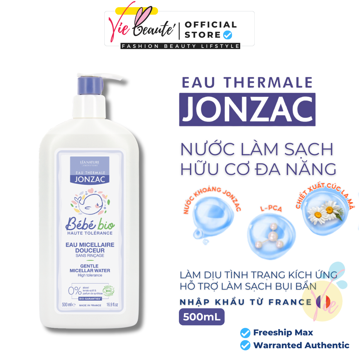 Nước Làm Sạch Hữu Cơ Eau Thermale Jonzac Đa Năng Dành Cho Bé Từ Sơ Sinh 500ml