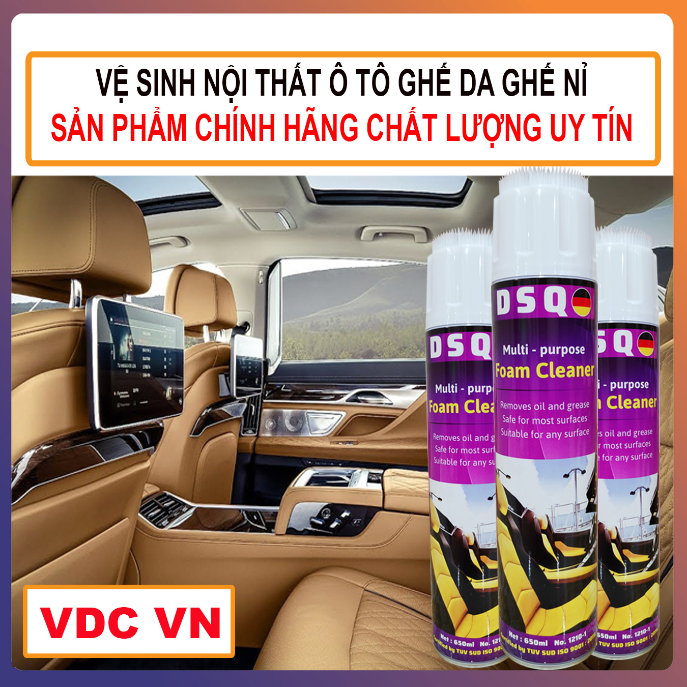 Chai xịt vệ sinh nội thất ô tô, Chất tẩy vệ sinh Sofa, ghế da, Vệ sinh ghế nỉ, ghế vải ,vệ sinh vết bẩn cứng đầu hiệu quả DSQ foam cleaner -Taobaovdcvn